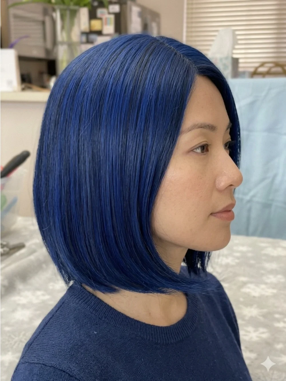 Sleek Navy Blue Straight Bob Wig - Deep Blue Shade